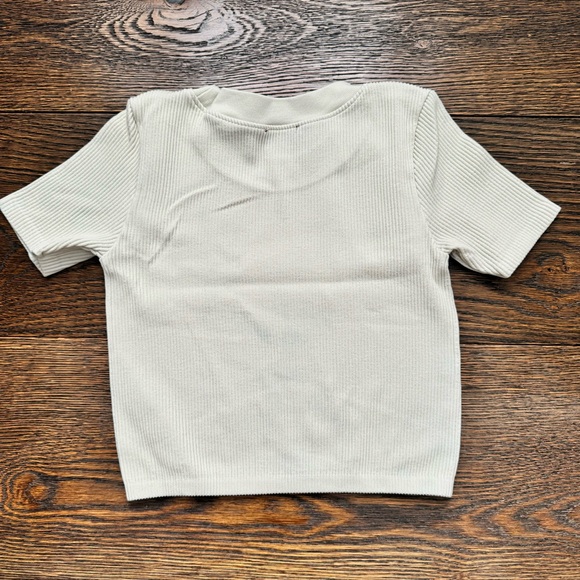 Cream Ribbed Zara T-Shirt - Picture 2 of 3